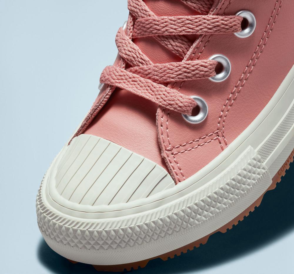 Rust Pink / Rust Pink / Pale Putty Converse Leather Chuck Taylor All Star Berkshire Boot Color Little Kids Girls' High Tops  US |  06753-ODNY