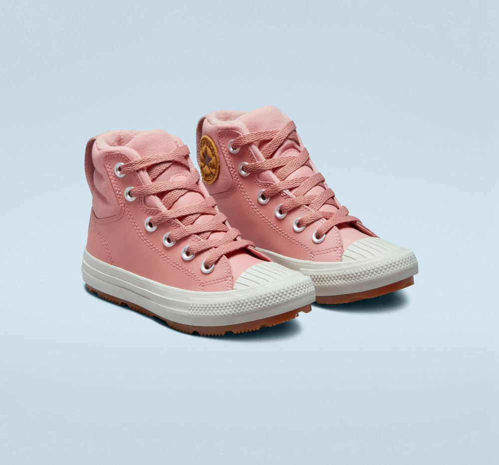 Rust Pink / Rust Pink / Pale Putty Converse Leather Chuck Taylor All Star Berkshire Boot Color Little Kids Girls' High Tops  US |  06753-ODNY