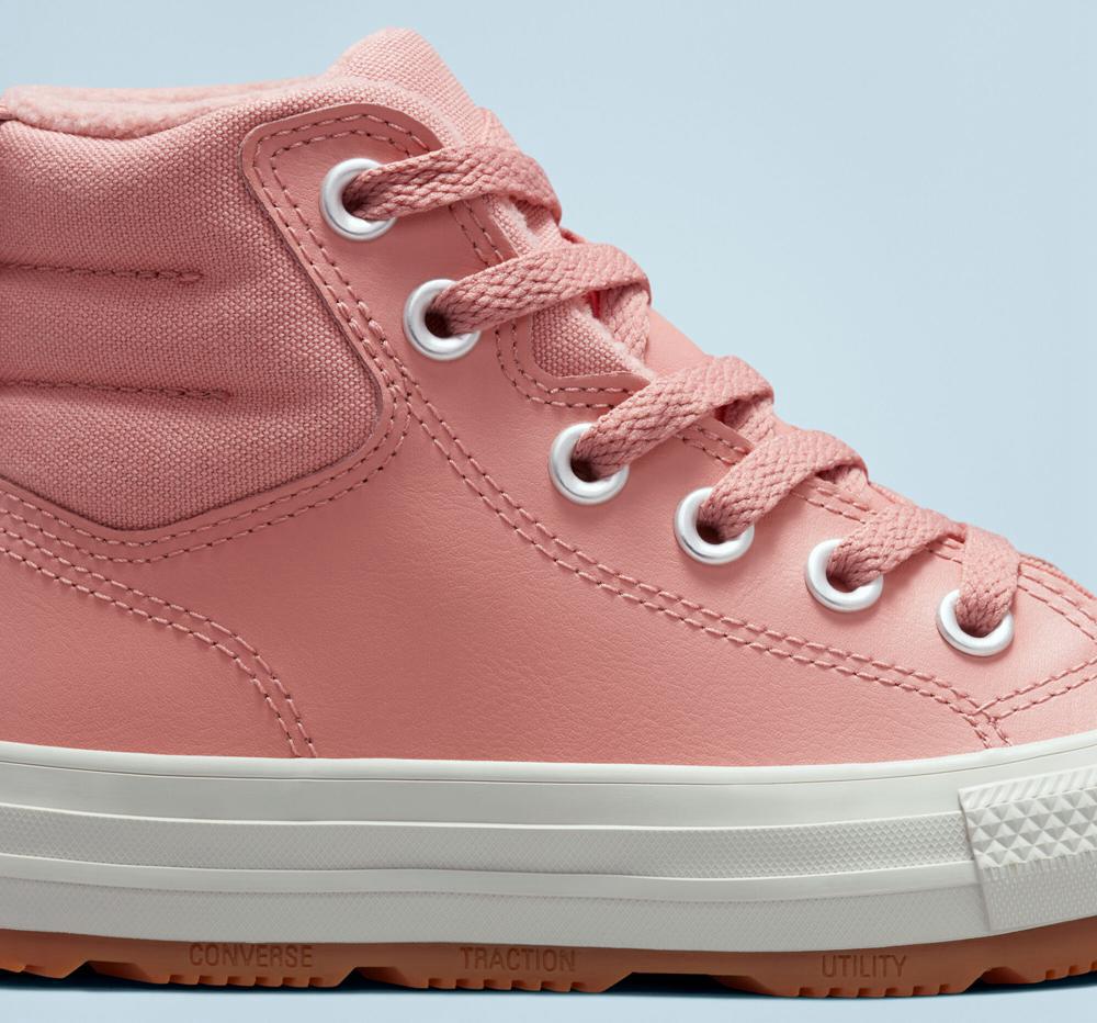 Rust Pink / Rust Pink / Pale Putty Converse Leather Chuck Taylor All Star Berkshire Boot Color Little Kids Girls' High Tops  US |  06753-ODNY