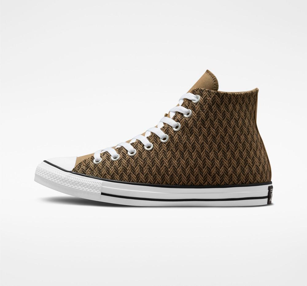 Sand Dune / Velvet Brown / White Converse Chuck Taylor All Star Herringbone Unisex Women's High Tops  US |  46293-HZOX