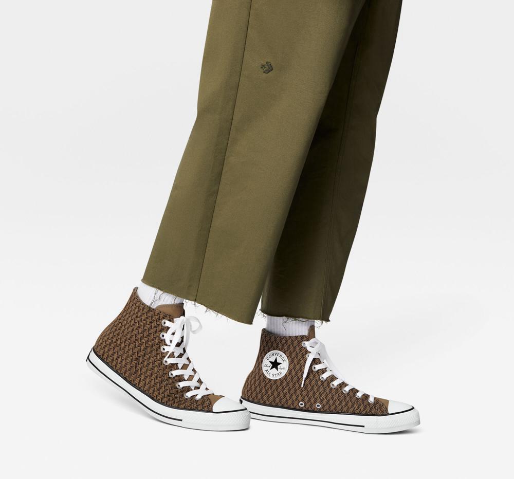 Sand Dune / Velvet Brown / White Converse Chuck Taylor All Star Herringbone Unisex Women's High Tops  US |  46293-HZOX