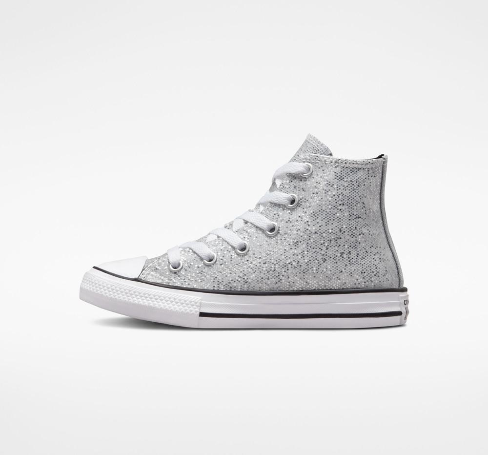 Silver / Ash Stone / Black Converse Chuck Taylor All Star Glitter Little Kids Girls' High Tops  US |  29513-PADE