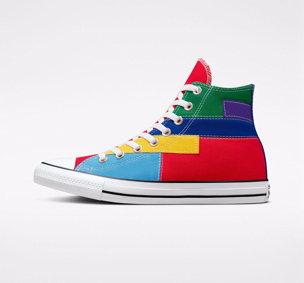 University Red / Rush Blue Converse Chuck Taylor All Star Patchwork Unisex Men's High Tops  US |  20375-GFID