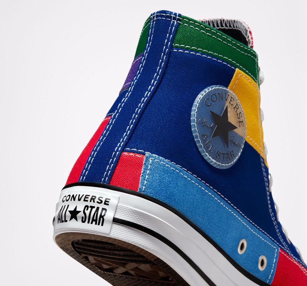 University Red / Rush Blue Converse Chuck Taylor All Star Patchwork Unisex Men's High Tops  US |  20375-GFID