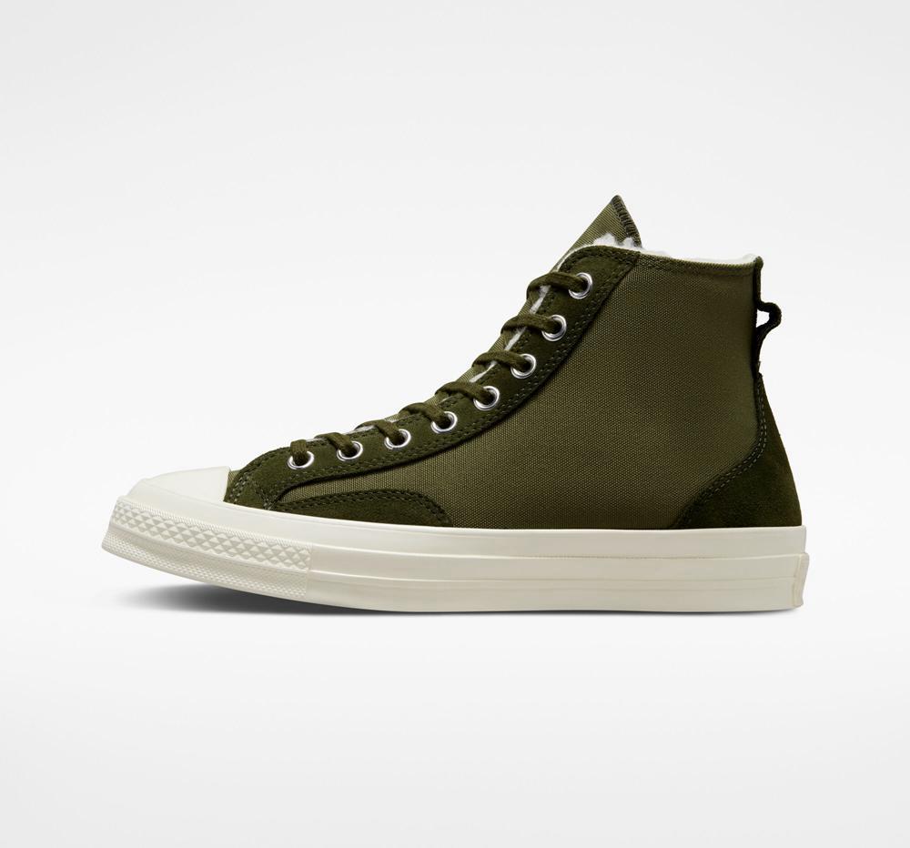 Utility / Utility Green / Egret Converse Chuck 70 Lined Colorblock Unisex Women's High Tops  US |  48569-AKNJ