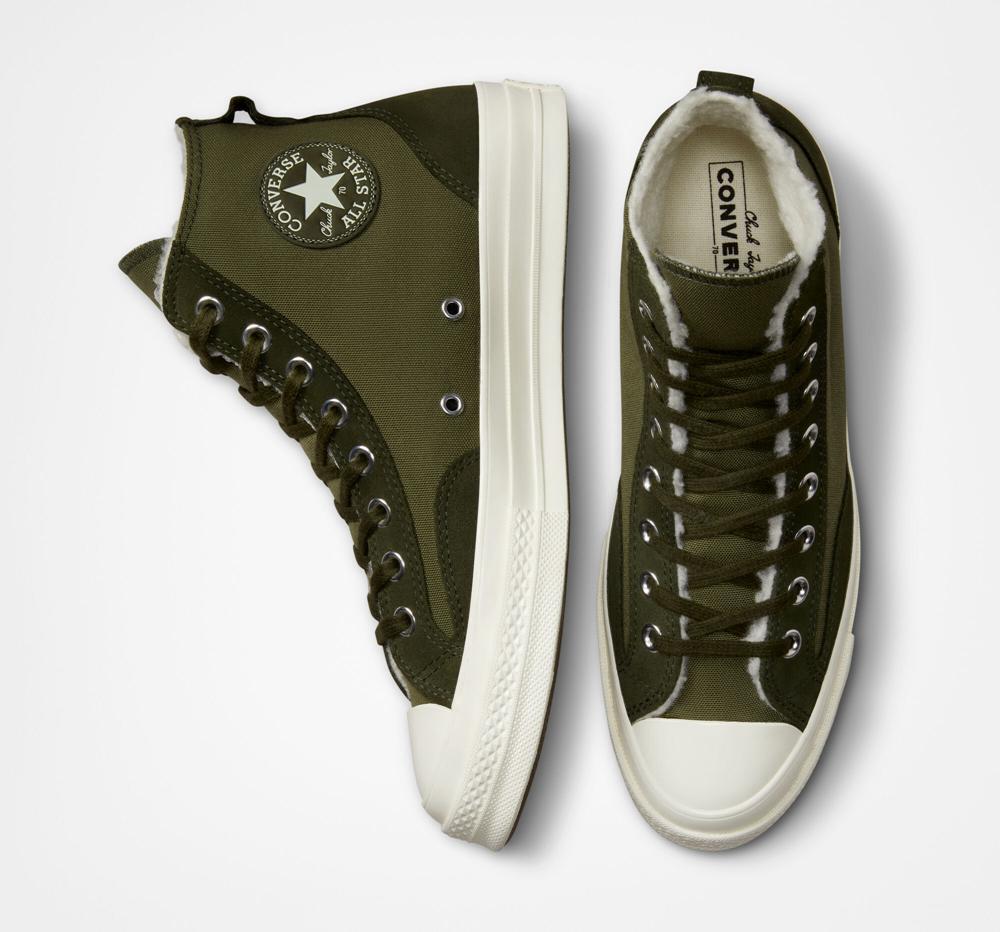 Utility / Utility Green / Egret Converse Chuck 70 Lined Colorblock Unisex Women's High Tops  US |  48569-AKNJ