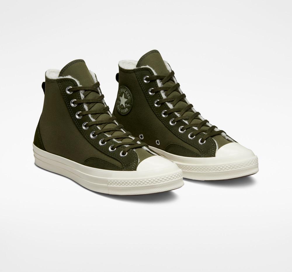 Utility / Utility Green / Egret Converse Chuck 70 Lined Colorblock Unisex Women's High Tops  US |  48569-AKNJ