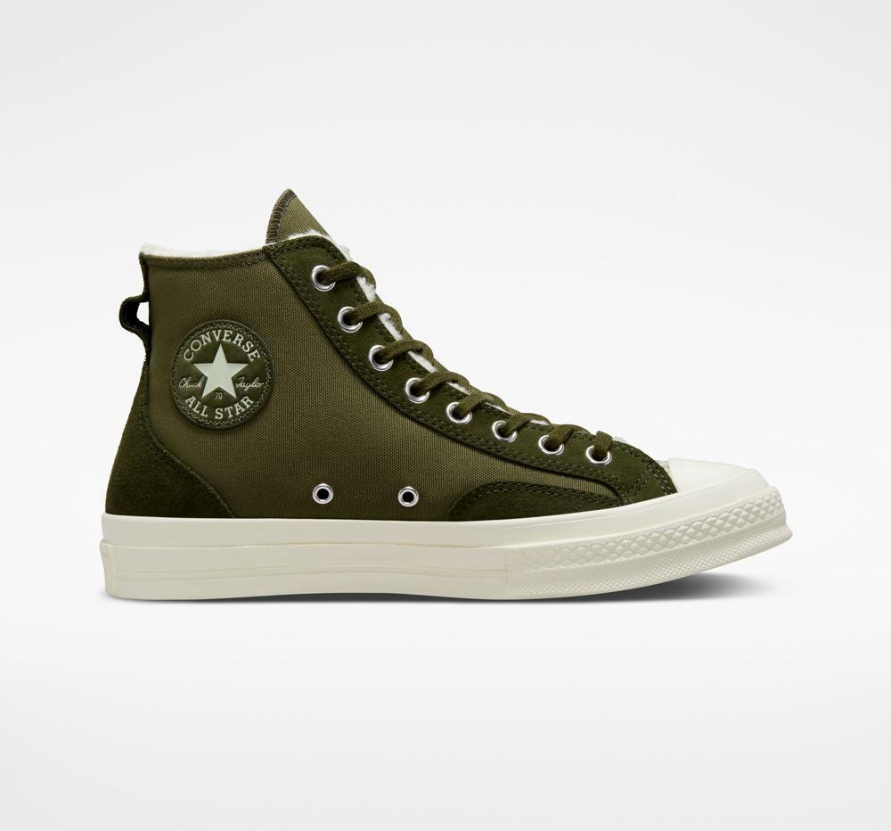 Utility / Utility Green / Egret Converse Chuck 70 Lined Colorblock Unisex Women\'s High Tops  US |  48569-AKNJ