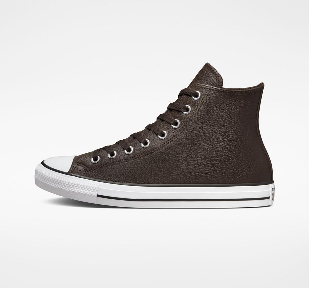 Velvet Brown / White / Black Converse Chuck Taylor All Star Tumbled Leather Unisex Women's High Tops  US |  05712-RUGY