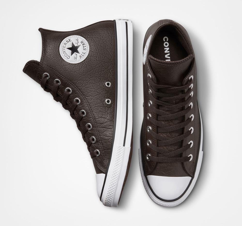 Velvet Brown / White / Black Converse Chuck Taylor All Star Tumbled Leather Unisex Women's High Tops  US |  05712-RUGY