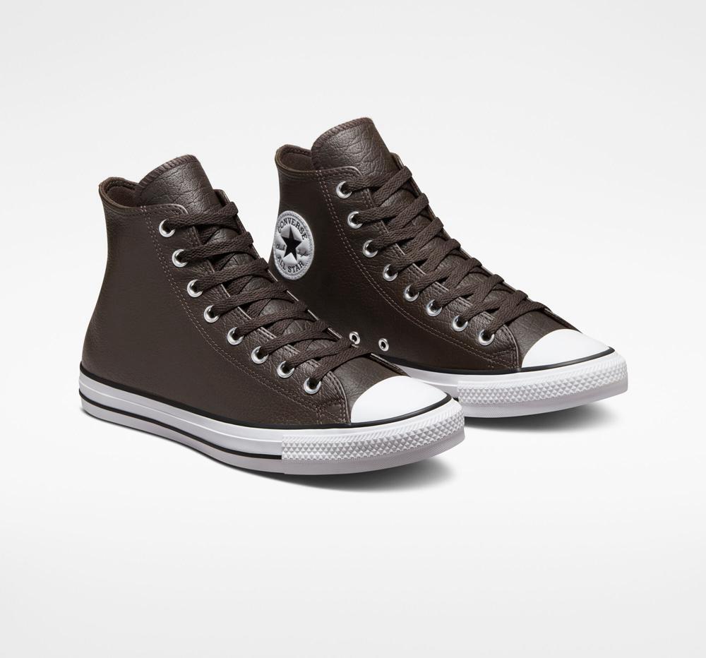 Velvet Brown / White / Black Converse Chuck Taylor All Star Tumbled Leather Unisex Women's High Tops  US |  05712-RUGY