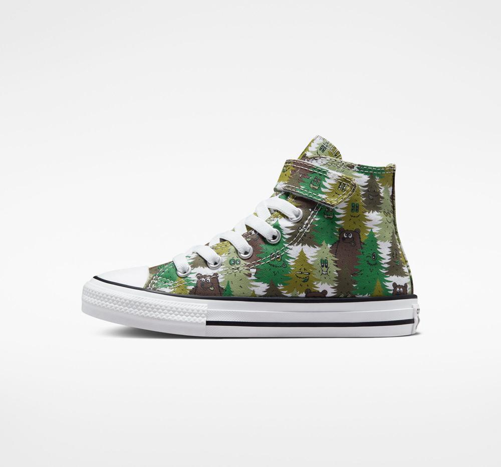 White / Aloe Green / Green Converse Chuck Taylor All Star Easy On Forest Camo Little Kids Boys' High Tops  US |  23084-KUFI