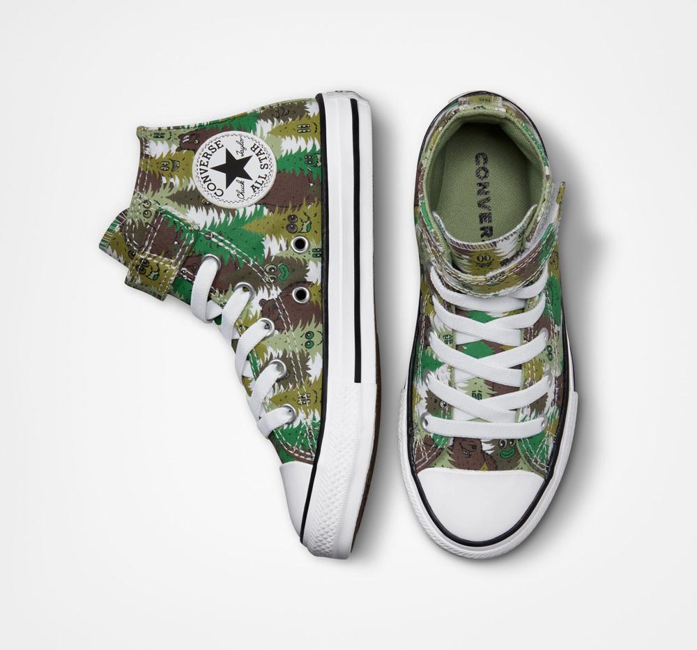 White / Aloe Green / Green Converse Chuck Taylor All Star Easy On Forest Camo Little Kids Boys' High Tops  US |  23084-KUFI