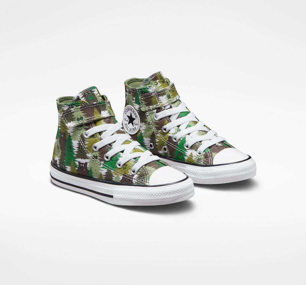 White / Aloe Green / Green Converse Chuck Taylor All Star Easy On Forest Camo Little Kids Boys' High Tops  US |  23084-KUFI