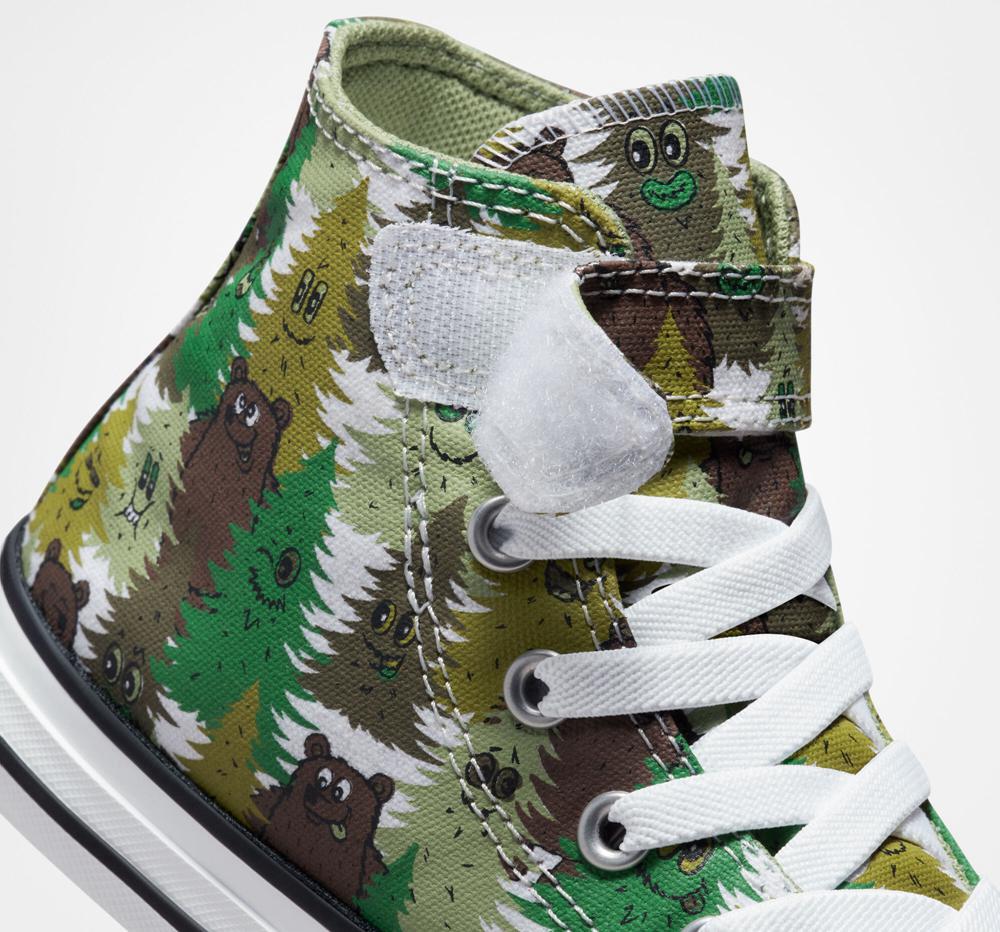 White / Aloe Green / Green Converse Chuck Taylor All Star Easy On Forest Camo Little Kids Boys' High Tops  US |  23084-KUFI