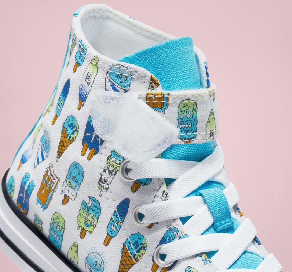 White / Baltic Blue / Lime Rave Converse Chuck Taylor All Star Easy On Frozen Treats Little Kids Boys' High Tops  US |  36175-FVEU