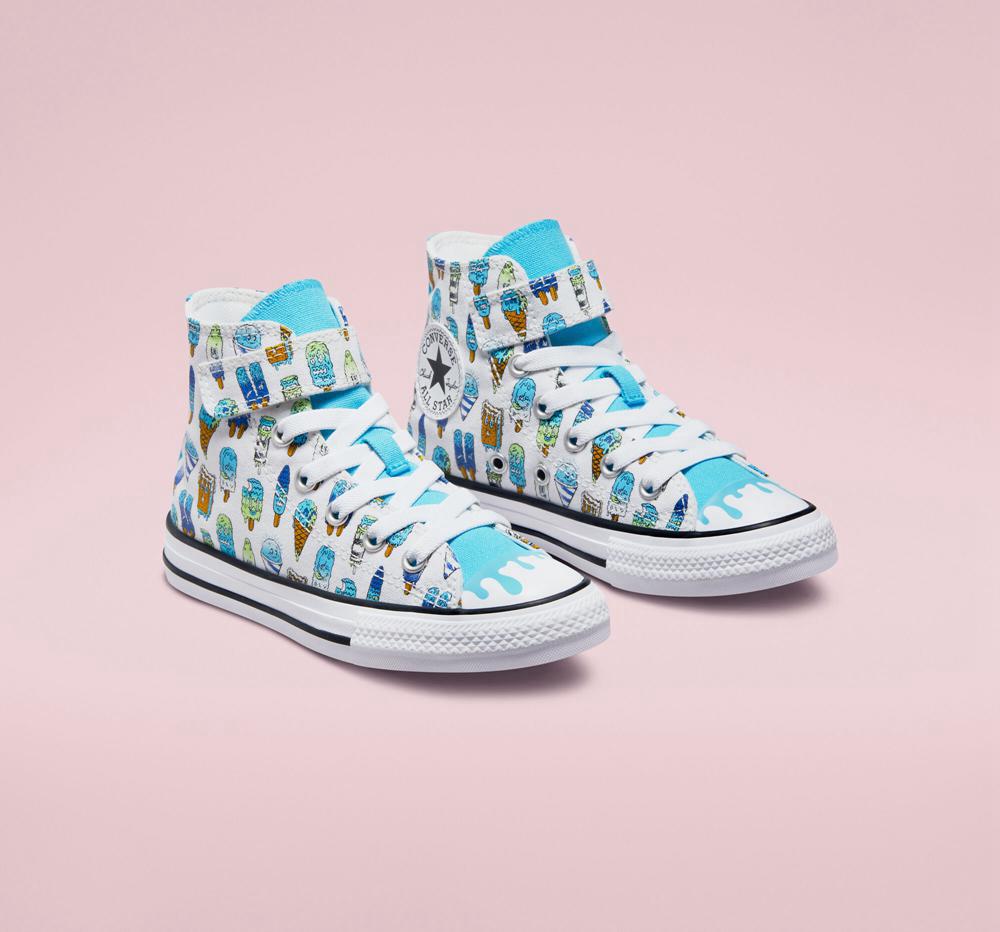 White / Baltic Blue / Lime Rave Converse Chuck Taylor All Star Easy On Frozen Treats Little Kids Boys' High Tops  US |  36175-FVEU