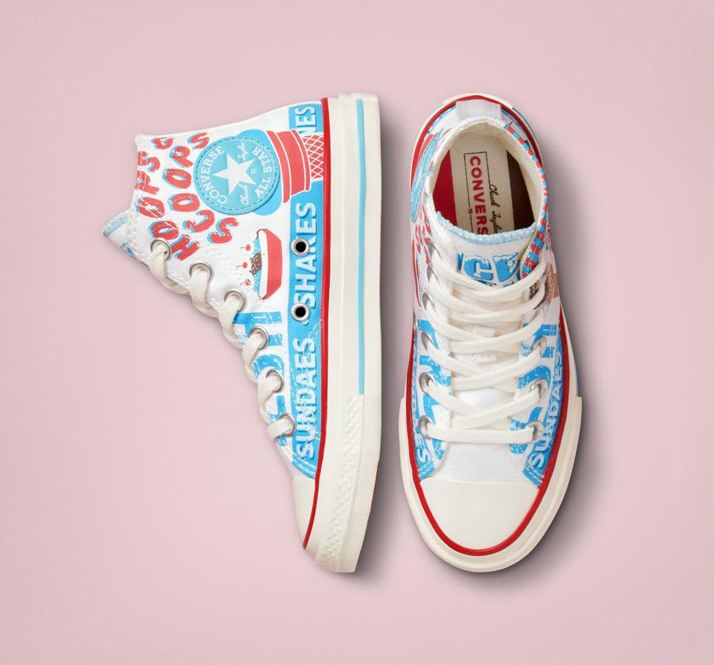 White / Baltic Blue / Soft Red Converse Chuck 70 Sweet Scoops Little Kids Boys' High Tops  US |  10293-OSJI