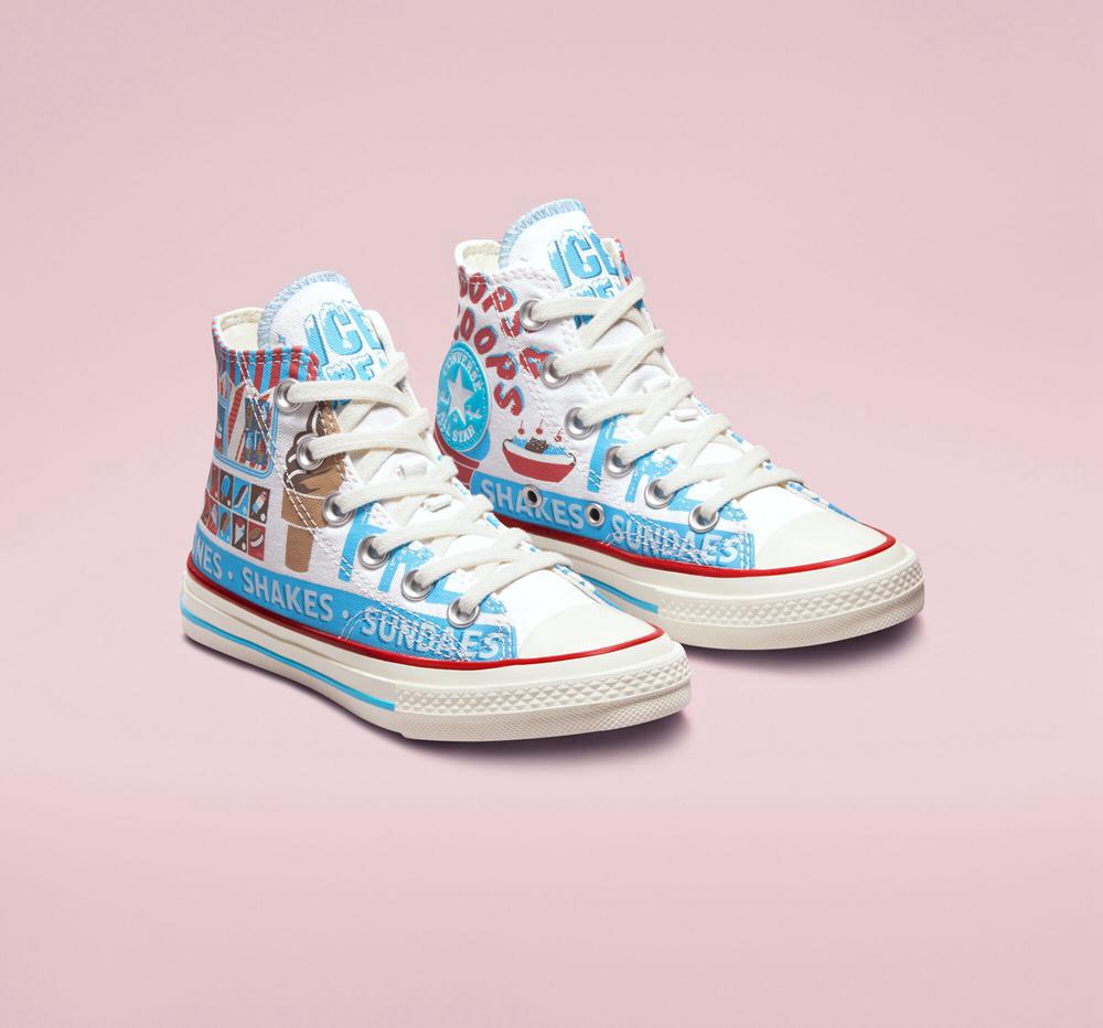 White / Baltic Blue / Soft Red Converse Chuck 70 Sweet Scoops Little Kids Boys' High Tops  US |  10293-OSJI