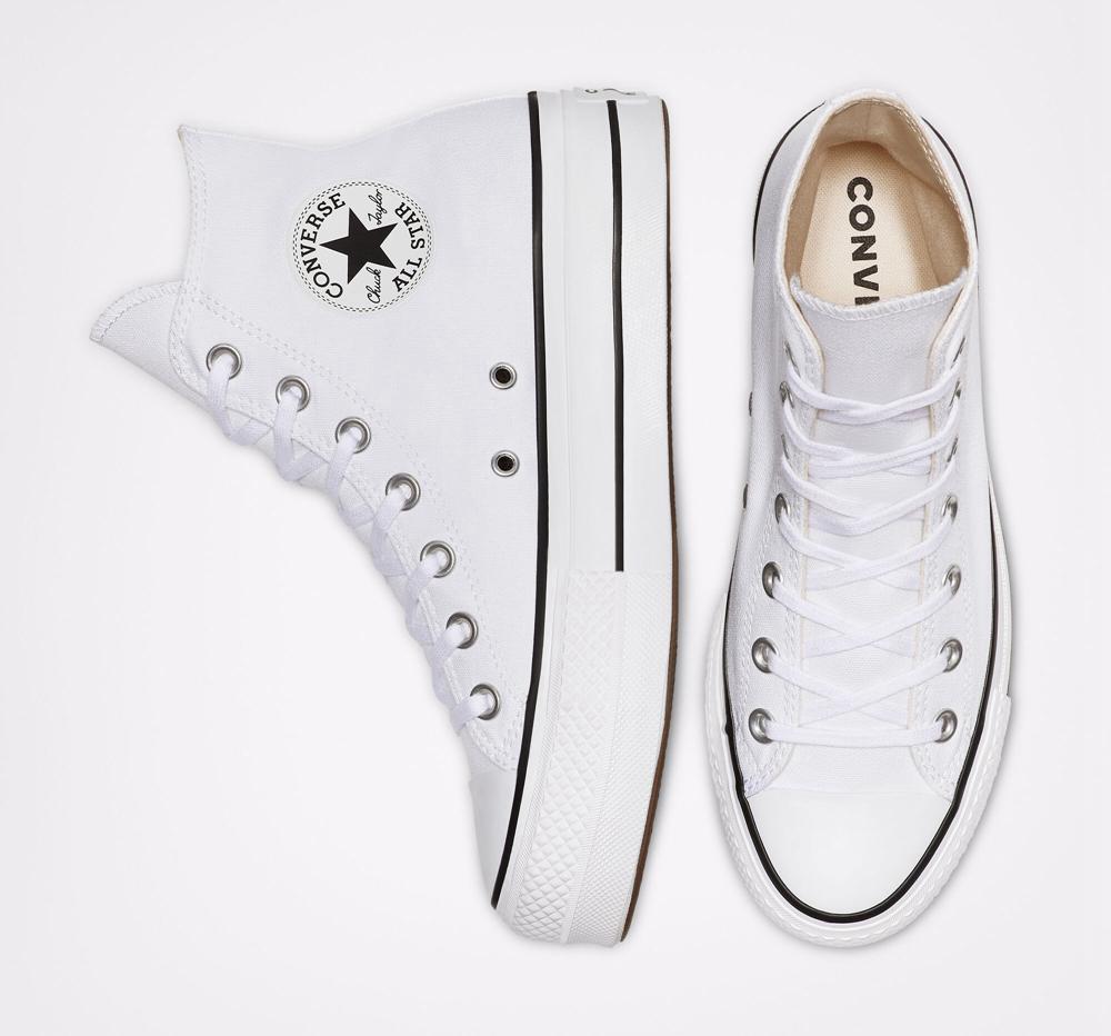 White / Black / White Converse Chuck Taylor All Star Lift Canvas High Top Women's Platform Shoes  US |  01738-GVQZ