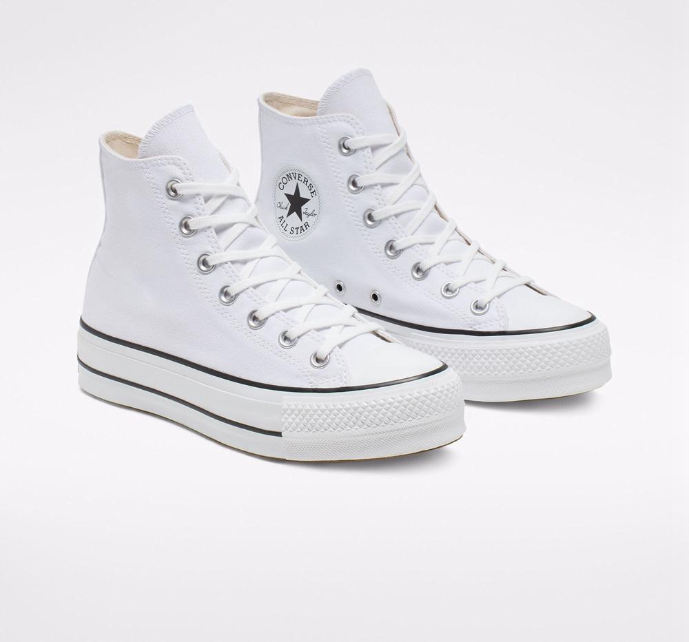 White / Black / White Converse Chuck Taylor All Star Lift Canvas High Top Women's Platform Shoes  US |  01738-GVQZ