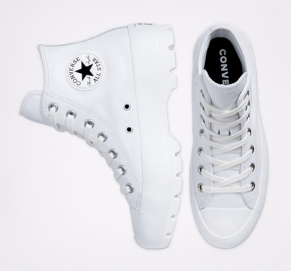 White / Black / White Converse Chuck Taylor All Star Lugged Leather Women's High Tops  US |  76398-DYPC