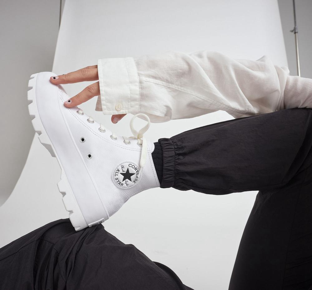 White / Black / White Converse Chuck Taylor All Star Lugged Leather Women's High Tops  US |  76398-DYPC