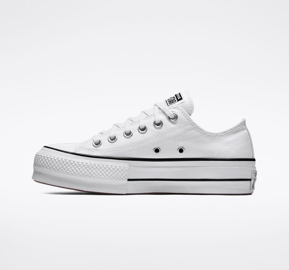 White / Black / White Converse Chuck Taylor All Star Lift Platform Canvas Women's Low Tops  US |  81796-BAKE