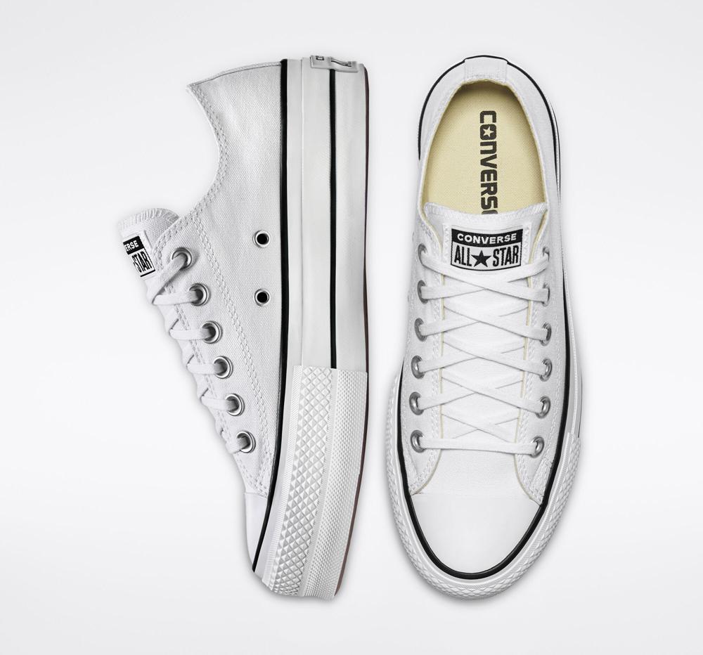 White / Black / White Converse Chuck Taylor All Star Lift Platform Canvas Women's Low Tops  US |  81796-BAKE