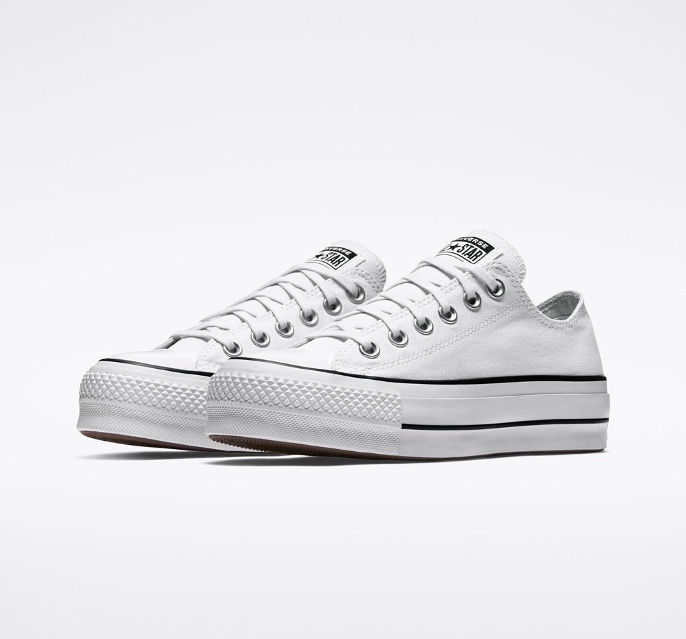 White / Black / White Converse Chuck Taylor All Star Lift Platform Canvas Women's Low Tops  US |  81796-BAKE