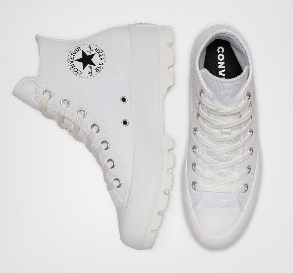 White / Black / White Converse Chuck Taylor All Star Lugged High Top Women's Platform Shoes  US |  82543-HXYU