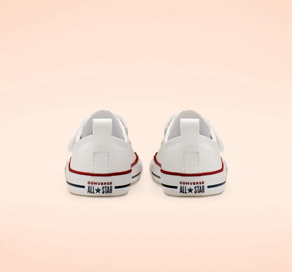 White Converse Chuck Taylor All Star Easy On Leather Toddler Girls' Low Tops  US |  12894-TWFI