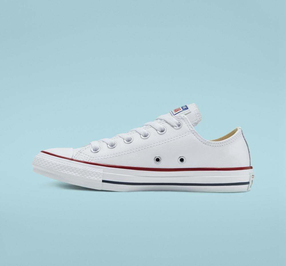 White Converse Chuck Taylor All Star Leather Unisex Men's Low Tops  US |  21068-IGYT