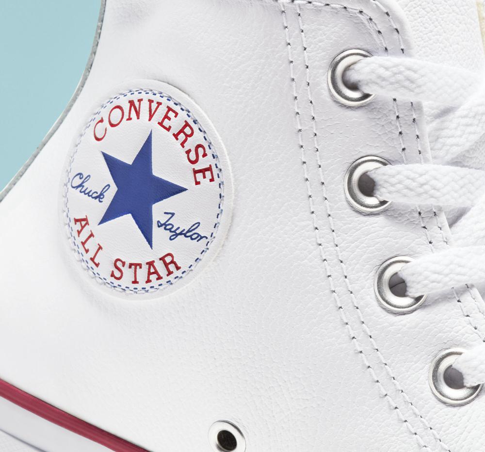 White Converse Chuck Taylor All Star Leather Unisex Women's High Tops  US |  27194-HUKL