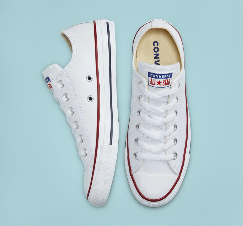 White Converse Chuck Taylor All Star Leather Unisex Women's Low Tops  US |  54318-YWXC