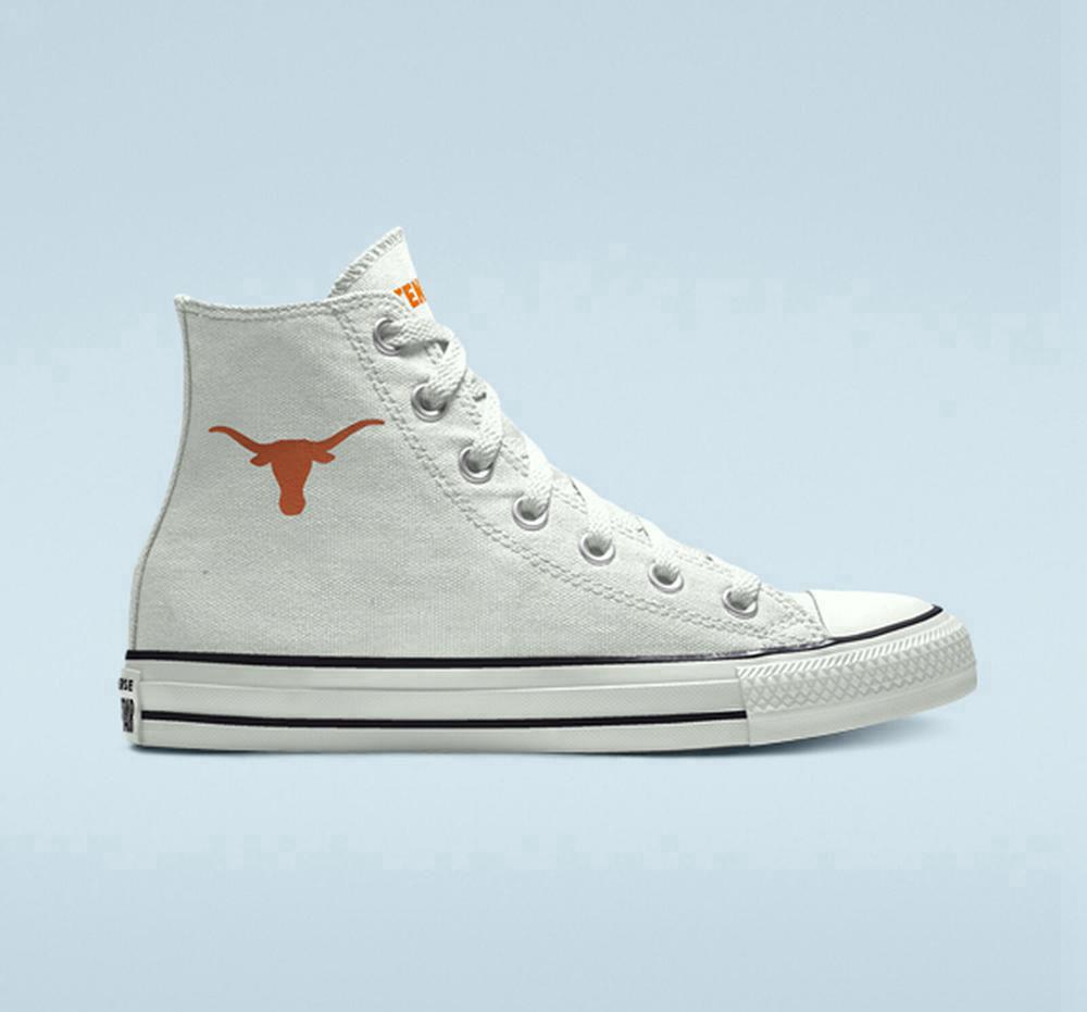 White Converse Custom Chuck Taylor All Star University Of Texas Longhorns By You Unisex Men\'s High Tops  US |  63957-LYPG