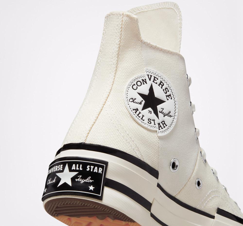 White Egret / Black / Black Converse Chuck 70 Plus Unisex High Top Men's Platform Shoes  US |  15746-NQHB