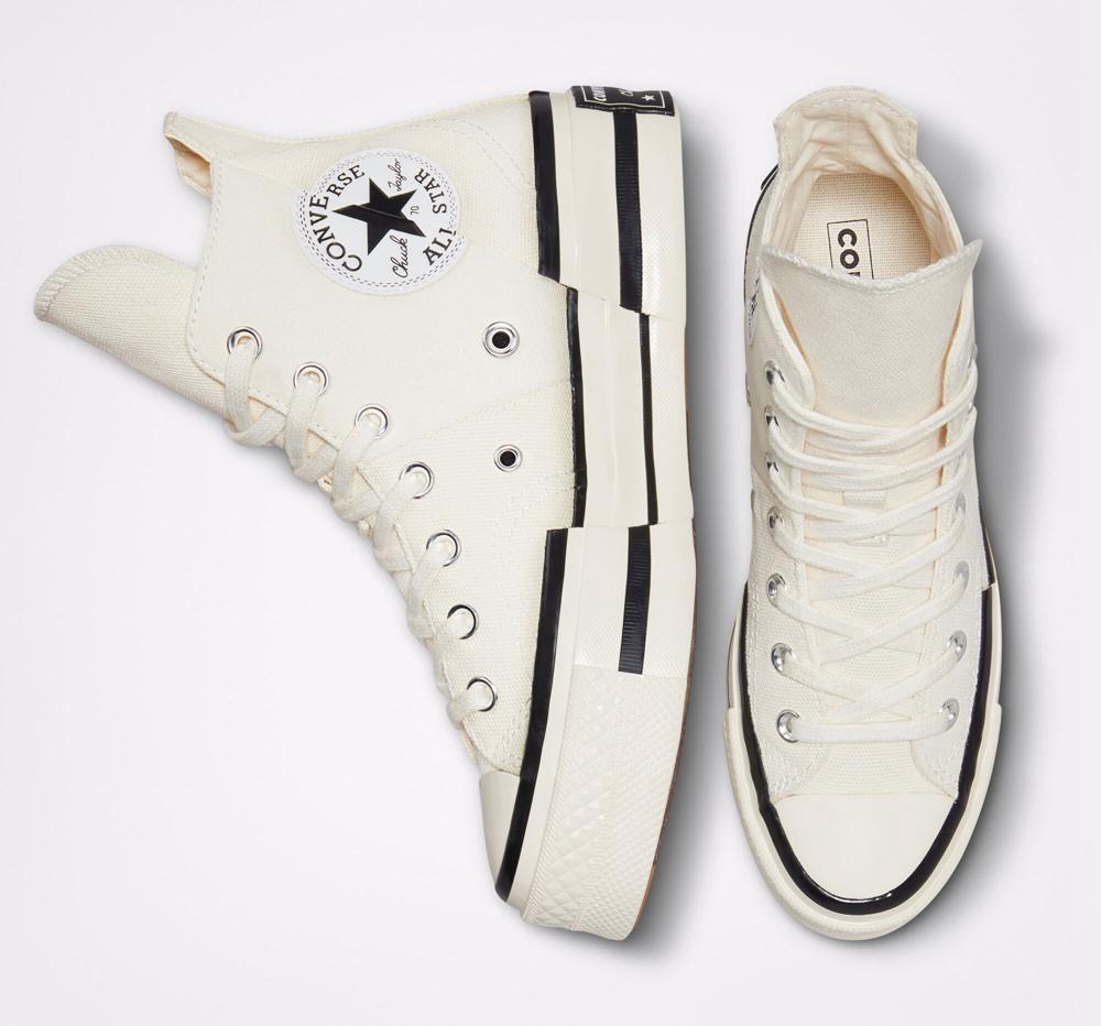 White Egret / Black / Black Converse Chuck 70 Plus Unisex High Top Men's Platform Shoes  US |  15746-NQHB