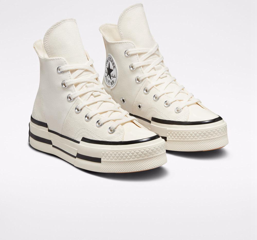 White Egret / Black / Black Converse Chuck 70 Plus Unisex High Top Men's Platform Shoes  US |  15746-NQHB