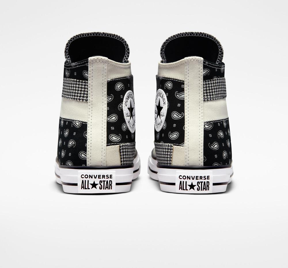 White Egret / Black / White Converse Chuck Taylor All Star Hacked Patterns Unisex Men's High Tops  US |  47803-XZPL