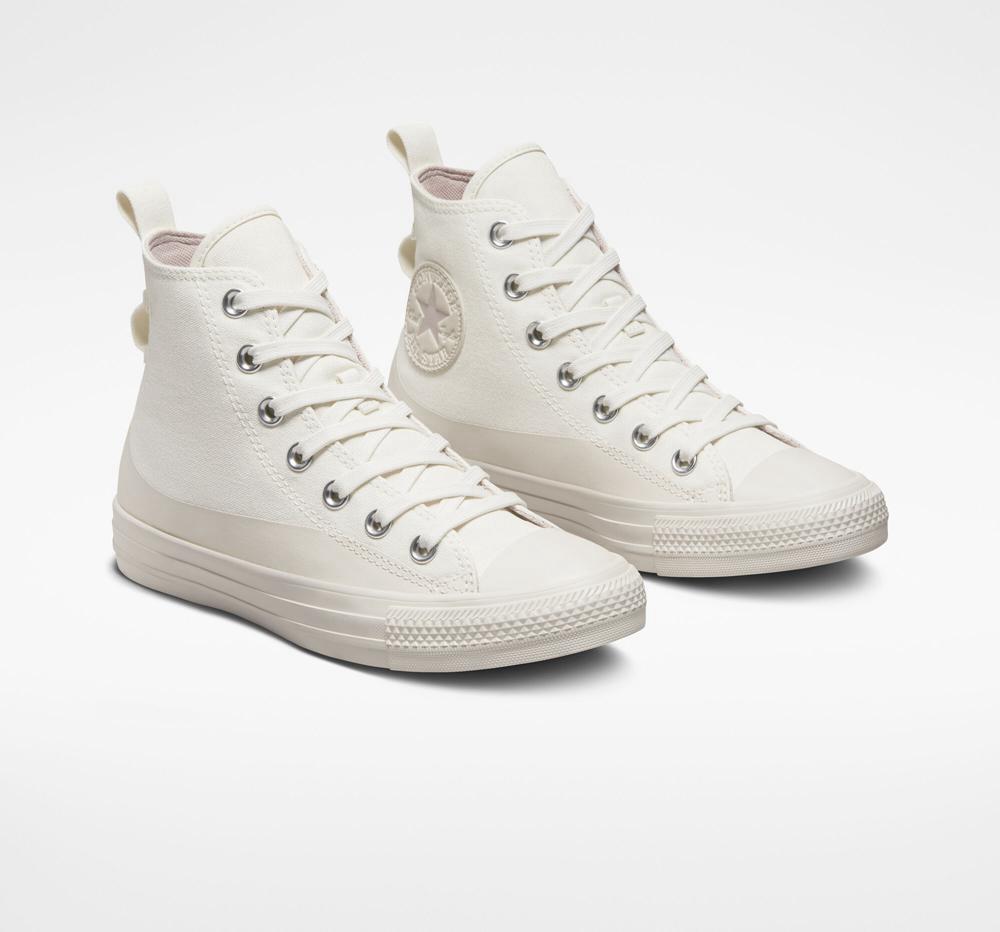 White Egret / Desert Sand / Stone Mauve Converse Chuck Taylor All Star Water Repellent Canvas Women's High Tops  US |  37982-WKHS