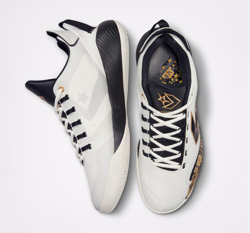 White Egret / Gold / Black Converse All Star Bb Shift Gold Detail Basketball Women's Low Tops  US |  72301-HFAJ