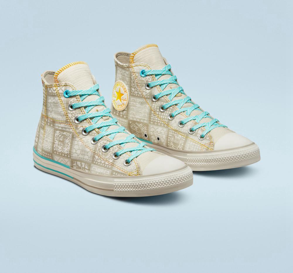 White Egret / Papyrus / Sun Ray Converse Chuck Taylor All Star Mi Gente%2C Mi Alegria Unisex Women's High Tops  US |  58096-CTWL