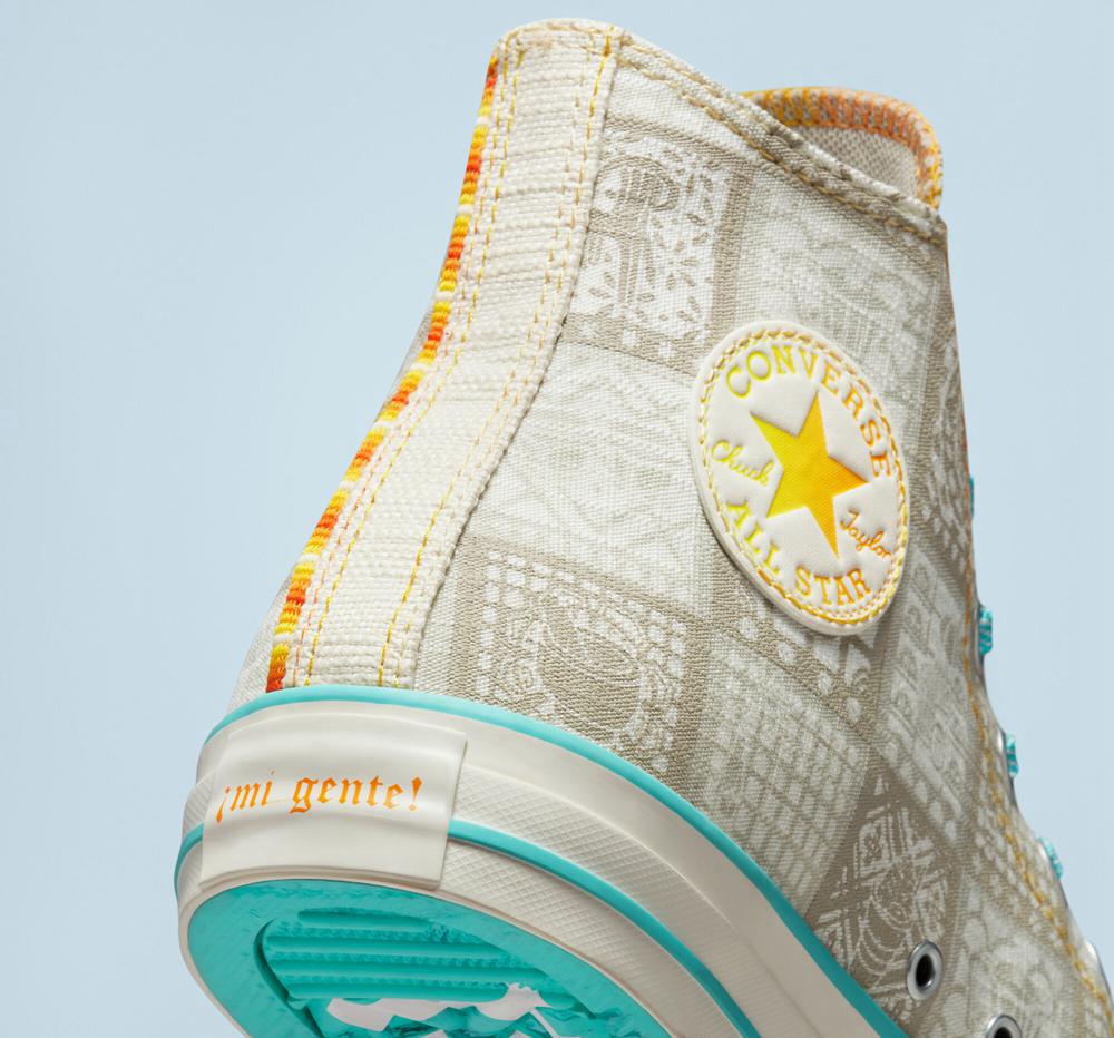 White Egret / Papyrus / Sun Ray Converse Chuck Taylor All Star Mi Gente%2C Mi Alegria Unisex Men's High Tops  US |  61578-OAFW