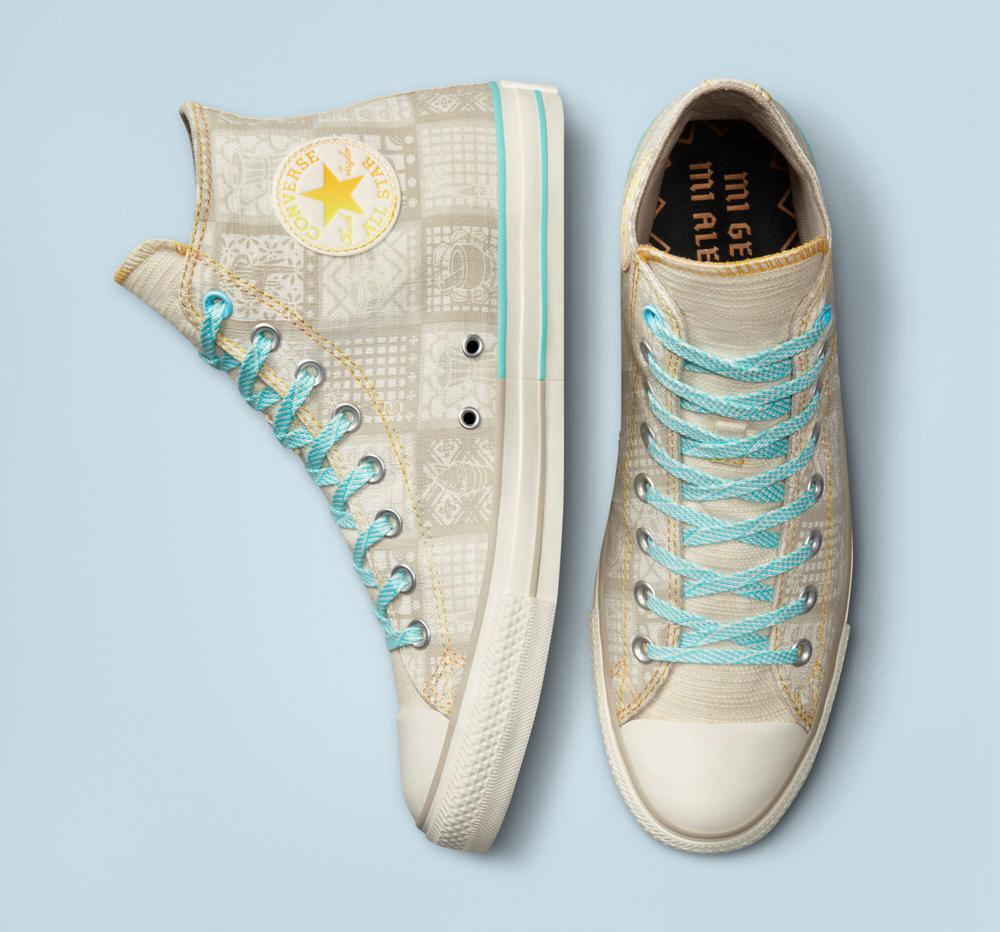 White Egret / Papyrus / Sun Ray Converse Chuck Taylor All Star Mi Gente%2C Mi Alegria Unisex Men's High Tops  US |  61578-OAFW