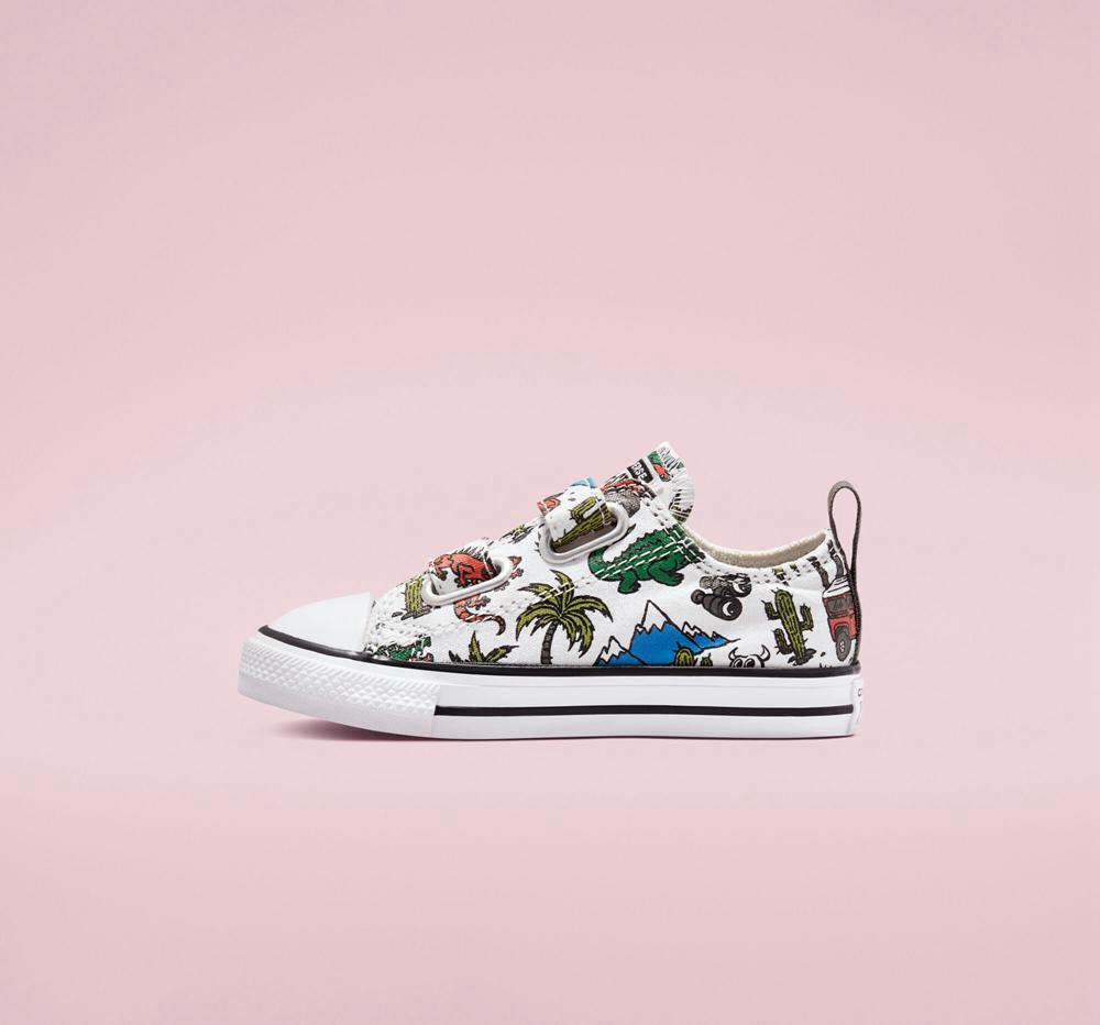 White / Engine Smoke / Green Converse Chuck Taylor All Star Easy On Desert Explorer Toddler Girls' Low Tops  US |  20589-TOCZ