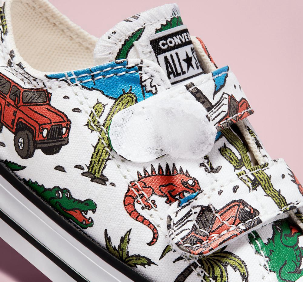 White / Engine Smoke / Green Converse Chuck Taylor All Star Easy On Desert Explorer Toddler Girls' Low Tops  US |  20589-TOCZ