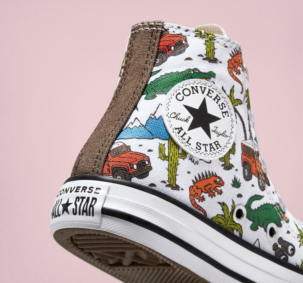 White / Engine Smoke / Green Converse Chuck Taylor All Star Desert Explorer Little Kids Girls' High Tops  US |  52493-EAMD