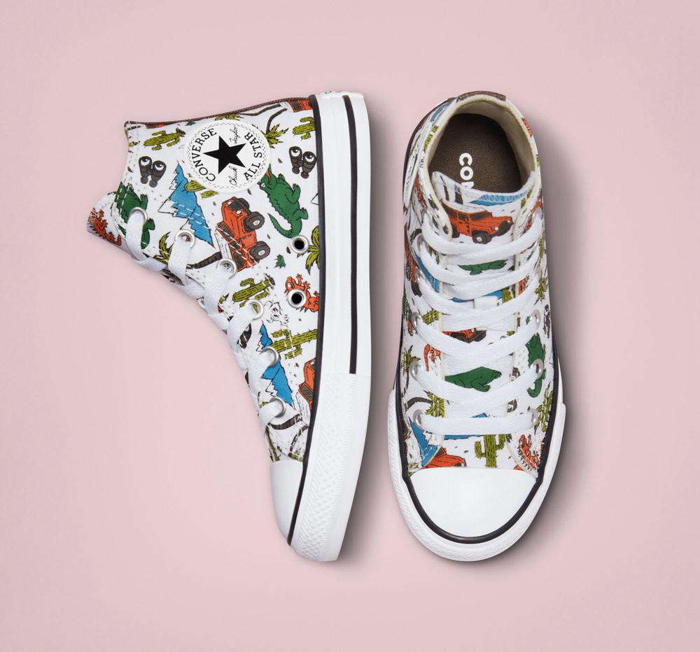 White / Engine Smoke / Green Converse Chuck Taylor All Star Desert Explorer Little Kids Girls' High Tops  US |  52493-EAMD