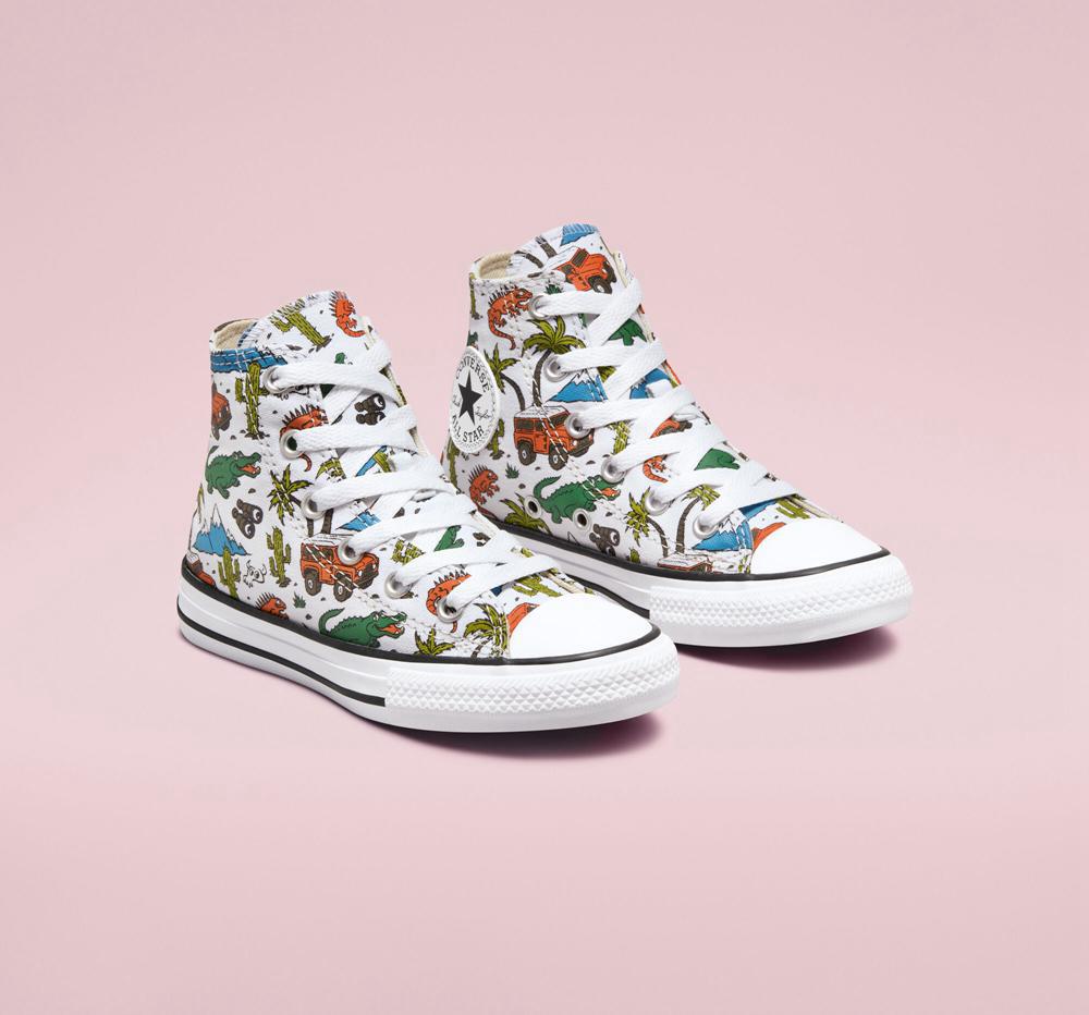 White / Engine Smoke / Green Converse Chuck Taylor All Star Desert Explorer Little Kids Girls' High Tops  US |  52493-EAMD